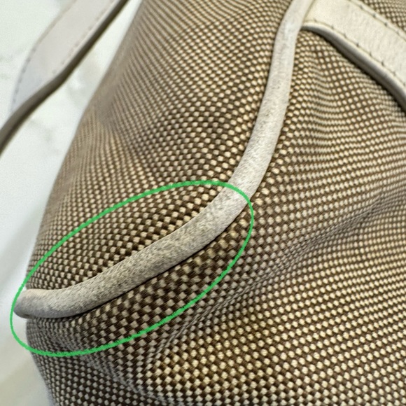 💯 Authentic Prada Beige/Brown Jacquard Logo Canvas and Leather Bow Top handle - Picture 7 of 16